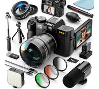 NBD Appareil Photo Numérique 4K 48MP: * Kit 16-en-1 * avec Autofocus, Vidéo 4K/60fps & Écran Orientable 180°, Zoom 16X, WiFi(Noir)