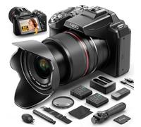 NBD Appareil Photo Numérique 5K 64MP - Zoom Optique 16X | Hot Shoe Professionnel | Écran IPS 2.8" 180° Rotatif | WiFi & Transfert Rapide | Kit 64Go SD + 2 Batteries (Noir)