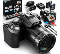 NBD Appareil Photo Numérique S205, 5K 64MP avec Autofocus et Zoom 16x - Écran IPS 3 180° - CMOS Capteur F1.8 - Kit Création Youtube/Instagram (Carte 32GB + 2 Batteries) - Léger 500g(Noir)