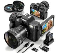 NBD MC-US-S100F-BB-N5-B-2511 Appareil photo numérique pour photographie 48 MP Autofocus Vlogging 5K pour YouTube avec carte TF 32 Go et 2 batteries, zoom 16x anti-secousses