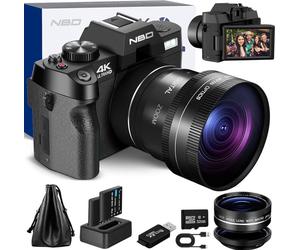NBD S100 WM Appareil Photo numérique 4K 48 MP autofocus avec Grand Angle et Macro - Zoom 16x - Carte 32Go - 2 Battries - écran de Film 3,0 180° - Appareil Photo Compact pour débutant