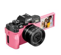 NBD S100 WT Appareil Photo Numérique Compact - 4K 48MP Caméra avec 180° Flip 3.0 écran - 2 battries - Carte 32Go - 16X Digital Zoom - Idéal pour débutant-Rose