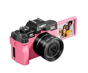 NBD S100 WT Appareil Photo Numérique Compact - 4K 48MP Caméra avec 180° Flip 3.0 écran - 2 battries - Carte 32Go - 16X Digital Zoom - Idéal pour débutant-Rose