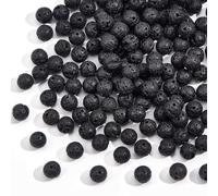 NBEADS 1 Boîte 180 Pcs 8 mm Noir Naturel Pierre Précieuse de Perles de Lave Perles Rondes Courroie Pierre Pouvoir Bijoux