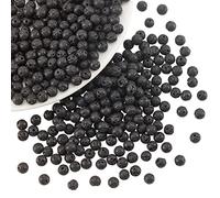 NBEADS 1 Box Environ 400 brins de Perles de Lave Naturelles de 6mm, Pierre Noire Pierres Précieuses Rondes en Vrac Énergie Pierre pour Bijoux Bracelet Fabrication de Collier