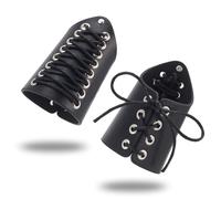 nbeads 1 Paire Protège-poignets de Cyclisme en Cuir Noir, Bracelet de Poignet en Cuir Médiéval Réglable Chevalier Rétro Renaissance Protège-bras pour Halloween Décoration Punk Cosplay