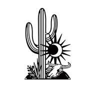 nbeads 1 Pc Décoration Murale Cactus, Sculpture Murale en Fer avec Vis Noir Métal Art Ornement Plantes Taureau Décoratif Soleil Lune Tenture Murale Œuvre pour Salon Intérieur Extérieur Maison