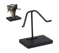 nbeads 1 Pc Présentoir à Dents de Requin, Support de Dent de Requin à Bras Métallique et Base en Pin Chevalet Décoratif pour Fossiles de Dents de Requin Mégalodon Minéraux Cristaux, 101x63x115mm