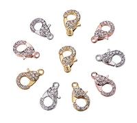 nbeads 10 Pcs Couleurs Mélangées en Alliage Verre Strass Fermoirs Mousquetons, Bijoux Fournitures, 21 × 12,5 × 7 mm, Trou : 2,5 mm
