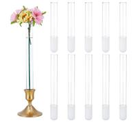 NBEADS 10 Pcs Vase à Bourgeon en Verre, 15/20cm Vase à Base Conique pour Bougeoirs avec 10 couvercles en Silicone pour la Décoration de Table Les Mariages et la Décoration Intérieure