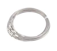 nbeads 100 brins de Fil d'acier Inoxydable, Cordon de Collier de Fil de Ficelle avec Fermoir à vis en Laiton pour la Fabrication de Bijoux Bricolage, Gris foncé, 17,5 "x1 mm