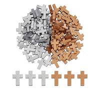 nbeads 100 pcs 2 Couleurs Pendentifs Croix en Bois Naturel Non Fini, 2.15x1.45cm Mini Croix Charmes en Bois pour Pâques Bricolage Artisanat Bracelet Collier Fabrication de Bijoux, Trou: 2mm