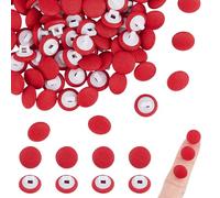 NBEADS 100 Pcs Bouton Recouvert de Tissu, 10mm Boutons à Tige en Plastique pour Tissu Boutons Ronds Recouverts de Tissu à 1 trous pour Travaux Manuels et Couture, Rouge