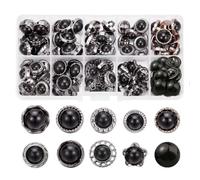 NBEADS 100 Pcs Boutons en Fausse Perle Noire, 10 Styles Boutons de Perles en Plastique Rétro avec Embellissements Ronds à Tige Couture pour Vêtements Chemises Manteaux Robe de Mariée