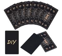 nbeads 100 Pcs Cartes de Tarot Vierges, 7×12cm Cartes de Tarot Débutant Oracle Vierges avec Motif au Dos Cartes à Jouer Vierges avec Motif Feuille d'or, Black