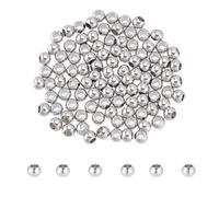 NBEADS 100 Pcs Perles Européennes en Acier Inoxydable, Perles à Grand Trou Perles D'Espacement Perles Lisses Rondes en Métal pour la Fabrication de Bijoux de Bracelet Collier, 6x4.5mm, Trou: 2.5mm