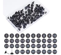 NBEADS 100 Pcs Punaises Numérotées, Punaises de Numéro de Carte Base Noire avec Chiffres 1-100 pour Cartes Présentation Photo Exposition D'Affiches, 16x11mm