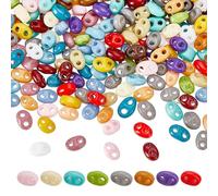 NBEADS 1000 Pcs Perles de Rocaille en Verre Opaque à 2 trous, 5x3~4mm Perles Ovales en Verre Tchèque pour la Création de Bijoux Colliers et Autres pour le Tressage et la Confection de Bijoux