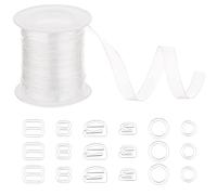nbeads 10m Bracelet Élastique Transparent avec Boucles, Transparent Bande Élastique Soutien-Gorge Bretelles avec 180 Pcs 6 Styles Ajustement Soutien-Gorge Crochets pour Épaule Soutien-Gorge Vêtements