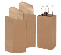 nbeads 110 Pcs Sac à Vin en Papier, 12.7x10x27cm Sacs Cadeaux en Papier Brun avec Poignées Parfaits pour Une Pendaison de Crémaillère Un Anniversaire Les Courses Ou L'Emballage de Plats à Emporter