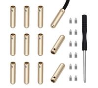 nbeads 12 Ensembles Embouts de Lacets avec Vis et Tournevis, 4mm Embouts de Lacets de Chaussures à Tête Ronde en Alliage de Or de 4mm pour Réparation et Conception DIY, 25x6mm