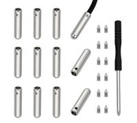 nbeads 12 Ensembles Embouts de Lacets avec Vis et Tournevis, Embouts de Lacets de Chaussures à Tête Ronde en Alliage Métallique Argenté de 4mm pour Réparation et Création de Modèles, 25x6mm