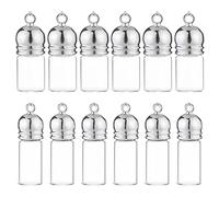 nbeads 12 Pcs 2 Tailles Pendentifs de Bouteille en Verre, Mini Bouteilles en Verre Transparent Souhaits Bouteille Breloques Bouteilles à Bouchon à Vis pour Pendentif Faveurs de Fête de Mariage