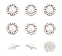 nbeads 12 Pcs 25 mm Métal Fleur Forme Perle Boutons, Plastique Imitation Perle Tige Bouton Couture Artisanat Boutons Décoration pour Bricolage Vêtements Habillage Embellissements, Platine