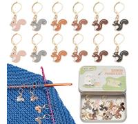 NBEADS 12 Pcs 6 Couleurs Marqueurs Point Crochet D'Écureuil, Marqueurs de Point à Tricoter en Alliage D'Émail Marqueur de Point de Verrouillage avec Fermoir à Levier pour Crocheté et Tricotés