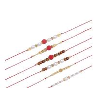 NBEADS 12 Pcs 6 Styles Rakhi pour Frère et Bhabhi, 30cm Rakhi Ensemble Rakhi Perles Bracelet Rudraksha Rakhi Perles pour Bro Rakshabandan Soeur Rakhee Mauli Bracelet