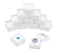 nbeads 12 Pcs Boîte de Présentation de Pierres Précieuses,Boîte en Plastique Transparente en Pierre Nue Boîte à Bijoux Carrée pour Précieuses Bijoux Cristal de Diamant,Blanc,2.95x2.95x1.6 cm