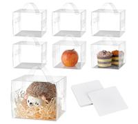 nbeads 12 Pcs Boîtes Cadeaux Transparentes Suspendues, 13x13x13cm Boîte à Bonbons Transparente Rectangle PVC Boîtes de Faveur avec Poignée pour Bonbons Gâteau Chocolat Noël Fête de Mariage Cadeaux