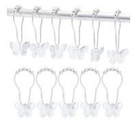 NBEADS 12 Pcs Crochet de Rideau de Douche Papillon, Anneaux de Rideau de Douche en Fer Anneaux Décoratifs pour Tringles de Douche de Salle de Bain Rideaux, Platine