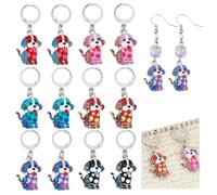 NBEADS 12 Pcs Marqueur de Point de Crochet, 6 Styles 3.7cm Marqueur de Mailles en Alliage Émaillé Breloques Amovibles de Chien avec Porte Clés en Platine pour Tissage Couture Fabrication de Bijoux