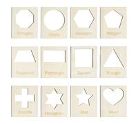 NBEADS 12 Pcs Pochoir Géométrique en MDF, Pochoirs Géométriques en Bois pour Peinture et Dessin Carte de Reconnaissance des Formes, Blé, 12x10.2x0.5cm