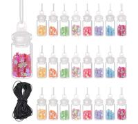 NBEADS 120 Pcs Décoration Pendentif Bouteille à Souhaits, Colliers de Fées Flacons de Confettis Remplis de Paillettes en Forme D'Étoiles 4 Sachet de Cordon en Polyester Ciré pour Cadeaux de Mariage