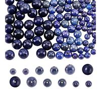 Nbeads 120 Pcs Lapis-Lazuli Teint, 6mm/8mm/10mm Perles de Pierres Naturelles D'Espacement en Vrac pour Bracelet, Colliers et Fabrication de Bijoux
