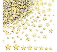 NBEADS 1200 Pcs Patch Thermocollant Étoile, 5.5/7.5/9/12.5mm Embellissements en Étoile Clous D'étoile Thermocollants en Aluminium pour Vêtements Accessoires de Bricolage Ruban, Or