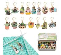 NBEADS 15 Pcs 15 Styles Chat Marqueurs Point Crochet, Marqueur de Point de Crochet en Alliage D'Émail Marqueur de Point de Verrouillage avec Verrouillage à Levier pour Crocheté et Tricotés