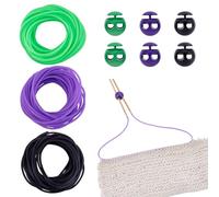 NBEADS 16.4 Verges Cordons de Maintien de Couture, 2mm Tube en Caoutchouc Creux Cordon de Tricotage avec 6 Pcs 5.5mm Bouchons D'Aiguille pour Bracelet à Mailles serrées Collier, Noir Violet Vert