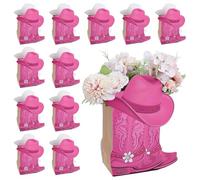NBEADS 16 Pcs Boîte à Fleurs en Forme de Bottes de Cowboy Western, Décorations de Boîtes en Forme de Botte Vases Centres de Table pour Cadeaux Fournitures de Mariage D'Anniversaire, Couleur Camélia