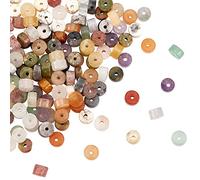 nbeads 160 Pcs 10 Styles Perles de Pierre Heishi Naturelles, 4mm Mini Perles de Pierre Rondes Plates Perles D'Espacement Disque pour Fabrication Bijoux Artisanat Bracelet Boucle d'oreille Collier