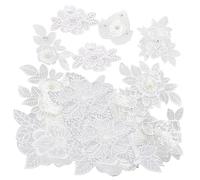 nbeads 18 Pcs Patch de Broderie de Fleurs Blanches, 9 Styles Blanc Organza Broderie Dentelle Appliques Fleur Patches Coudre Patches pour Décoration Réparation Vêtements Sacs à Dos Jeans Casquettes