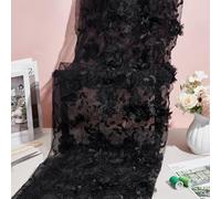 NBEADS 2.2 Verges Tissu à Fleurs Brodées, 1.5-1.64m de Large Tissu en Dentelle Organza à Fleurs Tissu Brodé en Maille Florale pour la Couture Vêtements Robe de Fête Décoration de la Maison, Noir