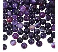 NBEADS 2 Brins Environ 94 Pcs Perles de Pierre Naturelles, 8mm Perles D'Agate à Bandes de Perles de Pierre Teintes pour Bracelet Collier Boucles D'Oreilles Fabrication de Bijoux, Indigo