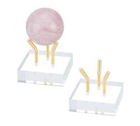 nbeads 2 Ensemble Présentoirs à Bras en Métal, Présentoir à Cristaux avec Base en Acrylique Support de Chevalet Décoratif pour Boules de Cristal Oeufs Géodes Minérales Roche, Doré, 5x5x4.7cm