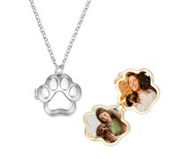 NBEADS 2 Pcs 2 Couleurs Collier Médaillon Patte D'Animal de Compagnie, Collier Pendentif Médaillon Photo avec Empreinte de Patte Bijou pour Femme Cadeau Commémoratif pour Animal de Compagnie, 45.7cm