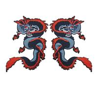 NBEADS 2 Pcs Applique Brodée Dragon, Écusson Thermocollant à Coudre en Polyester Brodé Motif Dragon Idéal pour la Création de Costumes Sweats à Capuche Vestes Jeans, 34x20.8cm, Lumière Bleu Ciel