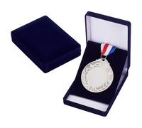 nbeads 2 Pcs Boîte de Rangement pour Médaille Individuelle, Coffret de Présentation pour Pièces de Défi Étui en Velours pour Médailles Coffret de Présentation, Bleu Minuit, 12.4x9x3.1cm