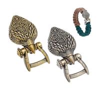 NBEADS 2 Pcs Boucle en Paracorde en Laiton avec Verrou à Manille, 44mm Boucles de Bracelet en Paracorde Bronze Antique Fermoirs Durables pour Bracelets de Survie, Argent Antique et Or Antique